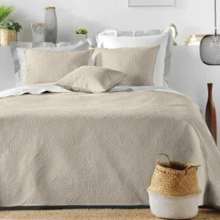 DOUCEUR D'INTERIEUR Housse de coussin carrée microfibre (40 x 40 cm) Romane Taupe Discount