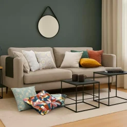 douceur d'intu017drieur Housse de coussin carrée velours chenille en relief (40 x 40 cm) Leo Ecru Discount