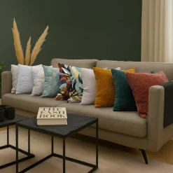 douceur d'intu017drieur Housse de coussin carrée velours chenille (40 x 40 cm) Leo cédre Vert Discount