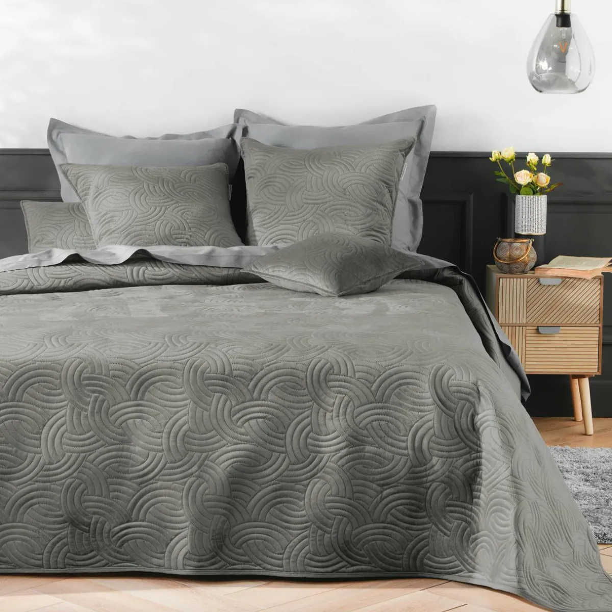 DOUCEUR D'INTERIEUR Housse de coussin carrée velours (60 x 60 cm) Solange e Gris Online