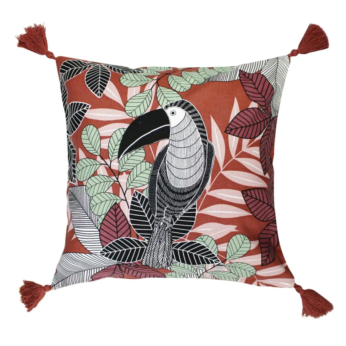 DOUCEUR D'INTERIEUR Housse de coussin coton pompons (40 x 40 cm) Wallis Rose Discount