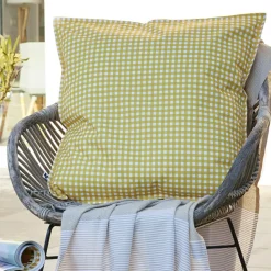 L'effet papillon Housse de coussin extérieur carrée (60 x 60 cm) Vickie Jaune Vichy jaune Clearance