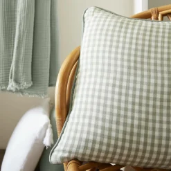 EMINZA Housse de coussin extérieur carrée (45 x 45 cm) Vickie Vert eucalyptus Vichy eucalyptus Outlet
