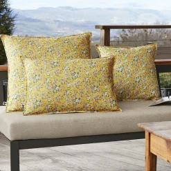 L'effet papillon Housse de coussin extérieur rectangulaire (40 x 60 cm) Manon Jaune