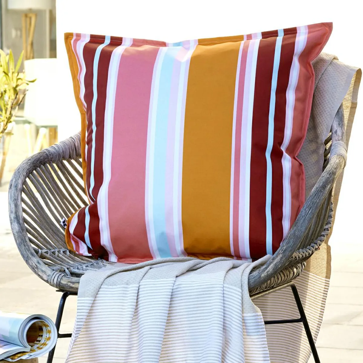 L'effet papillon Housse de coussin extérieur carrée (60 x 60 cm) Bianca Orange Outlet