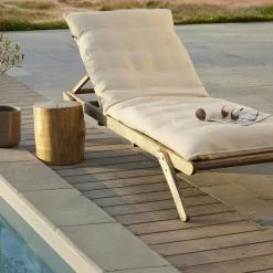 L'effet papillon Housse de coussin pour bain de soleil (190 x 70 cm) Naia Ecru New