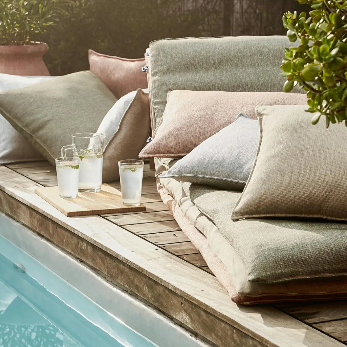L'effet papillon Housse de coussin pour bain de soleil (190 x 70 cm) Naia Beige Sable Clearance