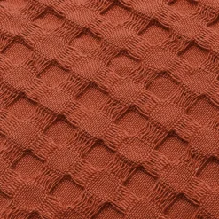 EMINZA Housse de coussin rectangulaire coton nid d'abeille (30 x 50 cm) Maya Terracotta Hot