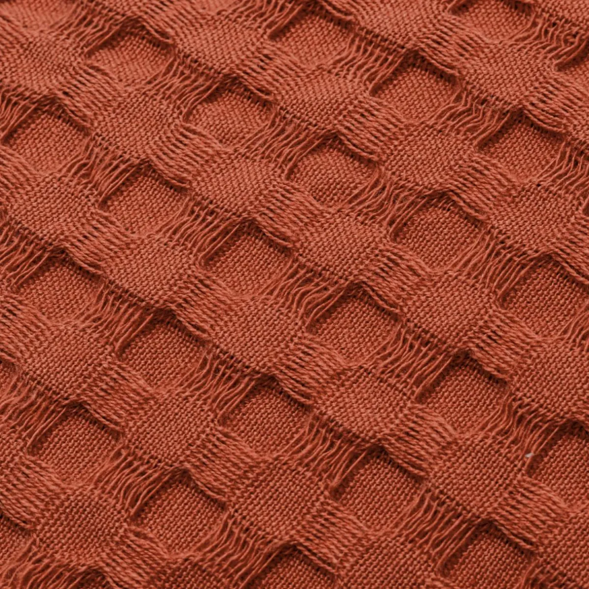 EMINZA Housse de coussin rectangulaire coton nid d'abeille (30 x 50 cm) Maya Terracotta Hot