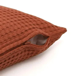 EMINZA Housse de coussin rectangulaire coton nid d'abeille (30 x 50 cm) Maya Terracotta Hot