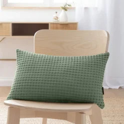 EMINZA Housse de coussin rectangulaire coton nid d'abeille (30 x 50 cm) Maya Vert romarin Online