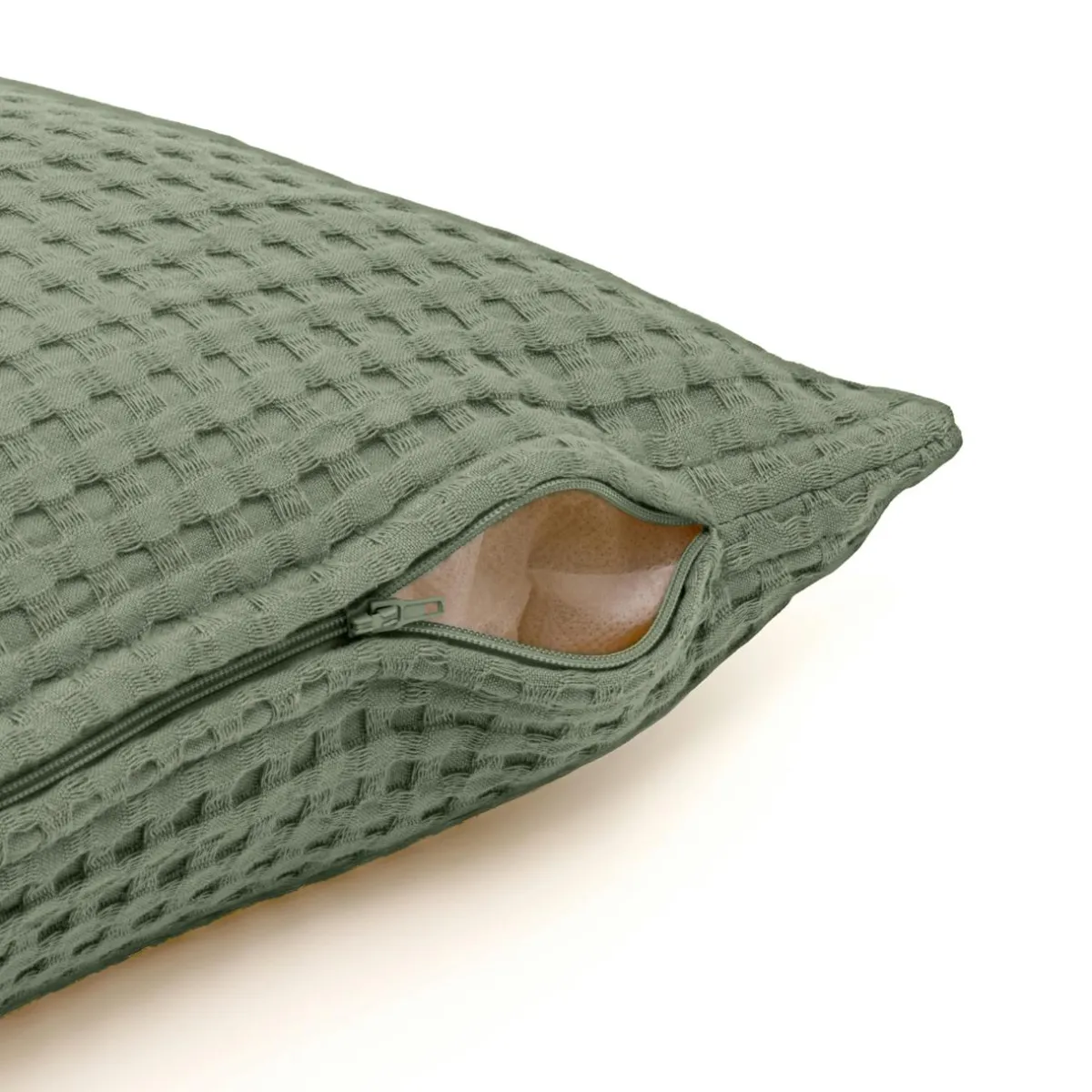EMINZA Housse de coussin rectangulaire coton nid d'abeille (30 x 50 cm) Maya Vert romarin Online