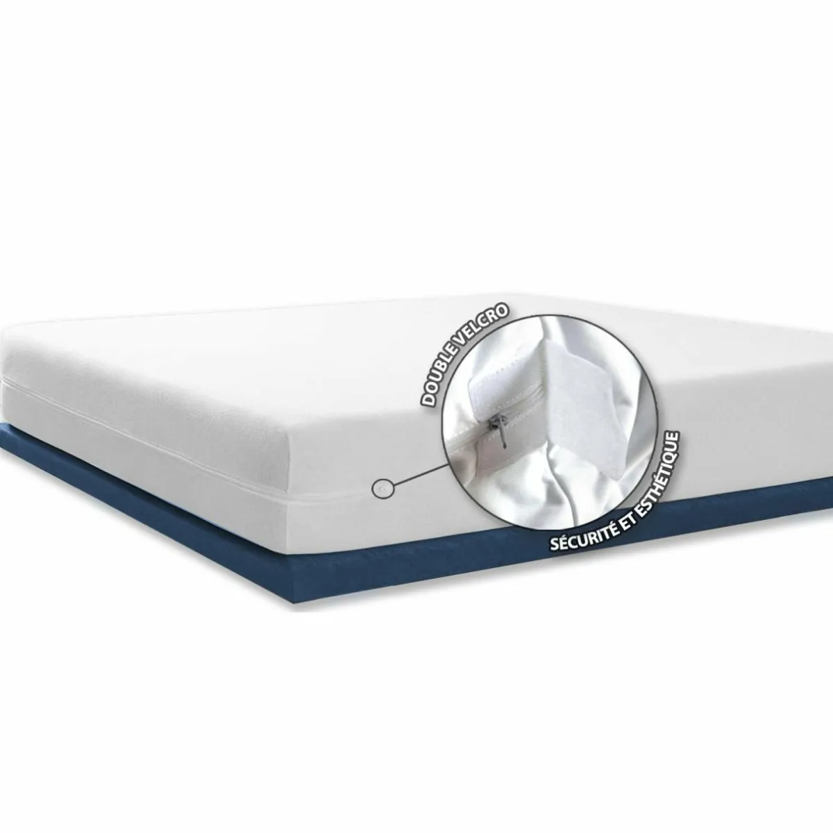 BLEU CALIN Housse de matelas intégrale anti-punaises de lit (140 x 190 cm) Ombeline he Blanc Outlet