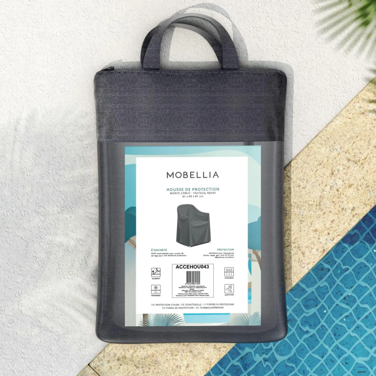 MOBELLIA Housse de protection imperméable pour Fauteuil repas (61 x 60 cm) Monte Carlo Gris Anthracite Outlet