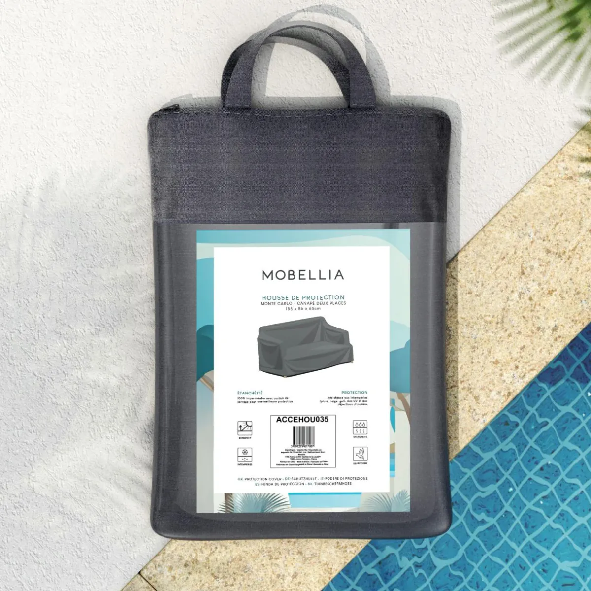 MOBELLIA Housse de protection imperméable pour Transat (210 x 92 cm) Monte Carlo Gris Anthracite Sale