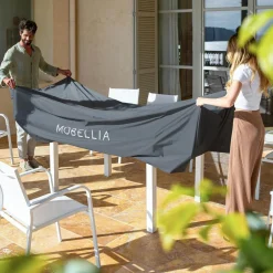 MOBELLIA Housse de protection Imperméable XL pour Table rectangulaire (308 x 190 cm) Gris Hot