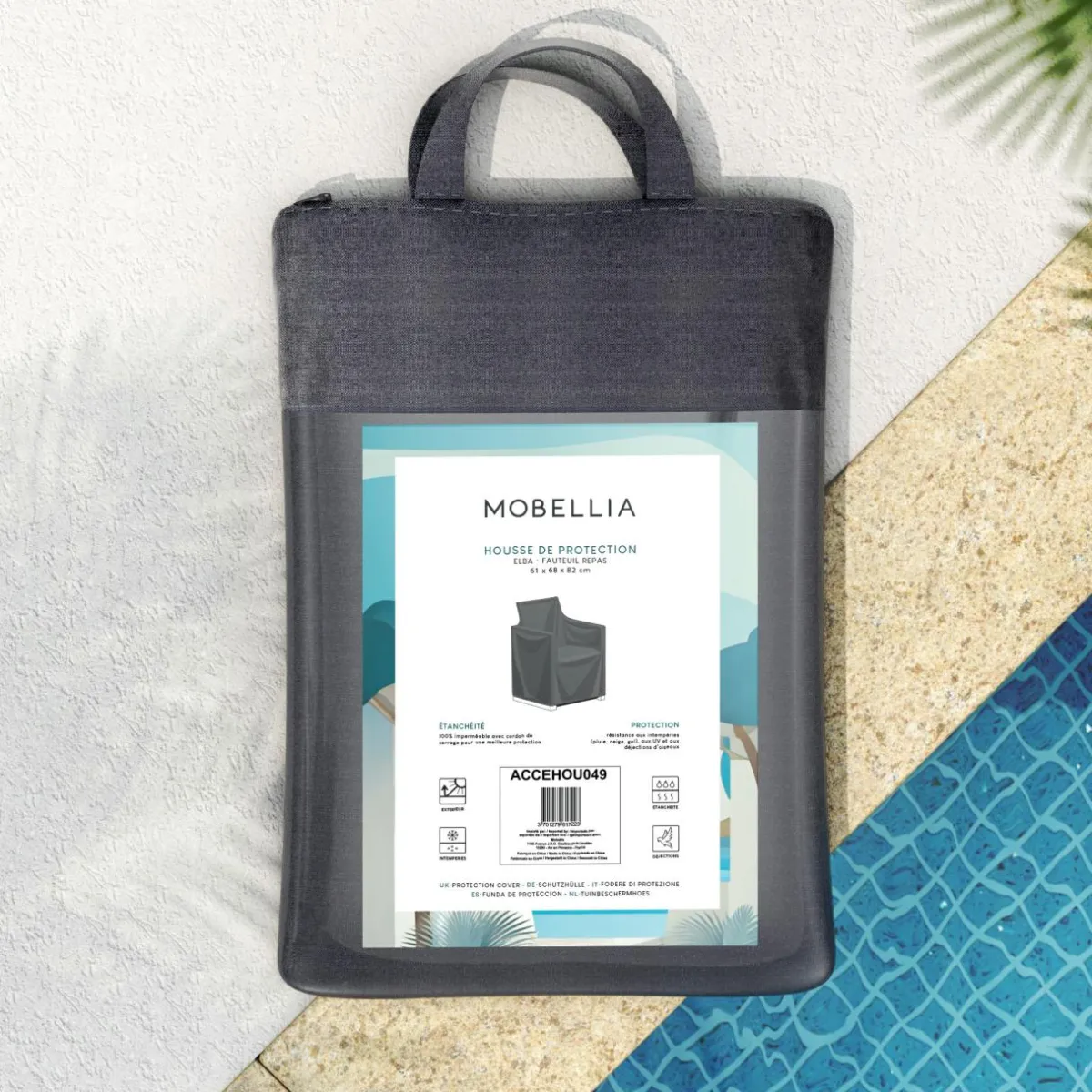 MOBELLIA Housse de protection imperméable pour Fauteuil repas (61 x 68 cm) Elba Gris Anthracite Discount