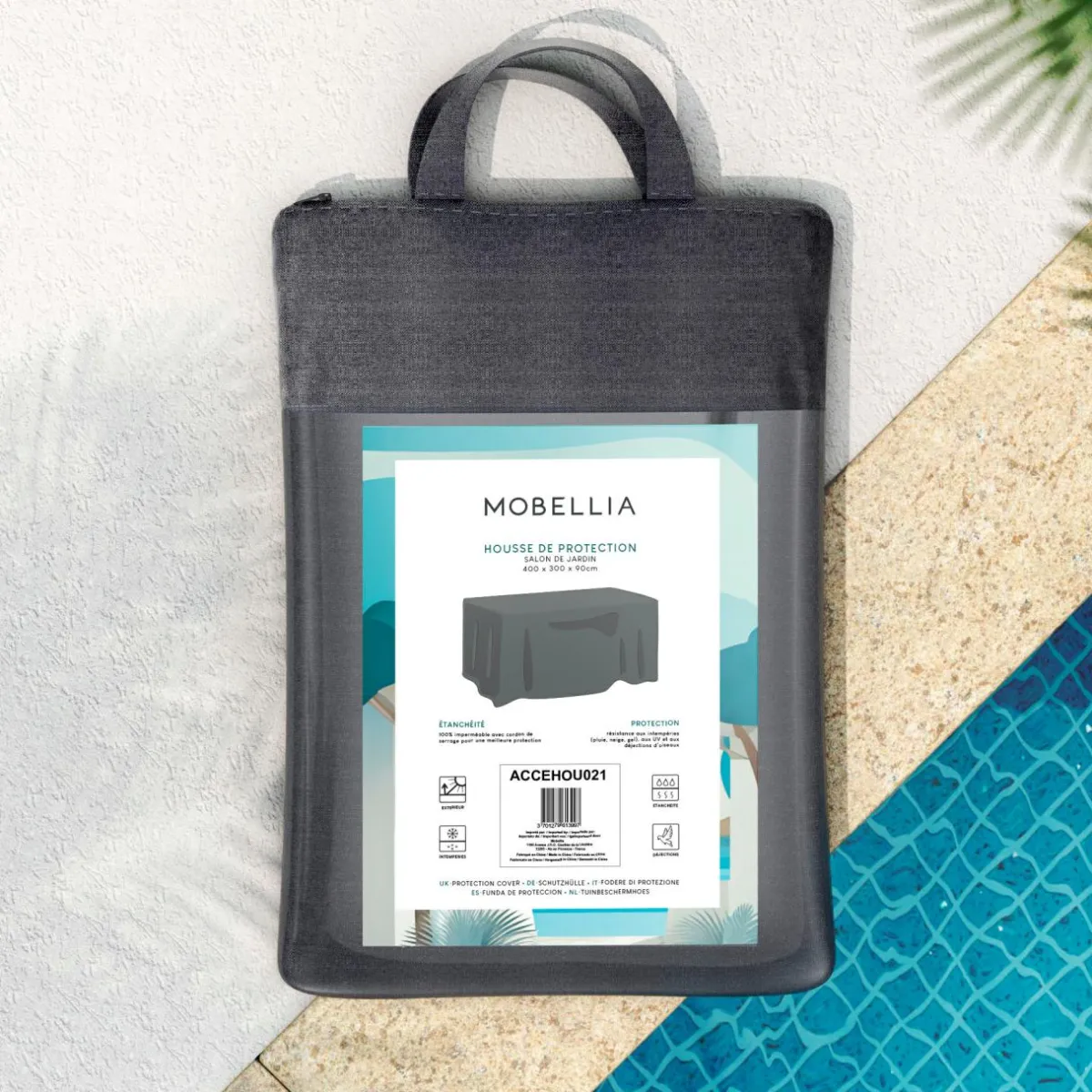 MOBELLIA Housse de protection Imperméable XL pour Salon de jardin (400 x 300 cm) Gris