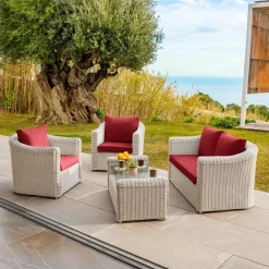 MOBELLIA Housses de coussin de remplacement pour salon de jardin Calvi 4 places - Rouge Best