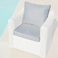 MOBELLIA Housses de coussin de remplacement pour Fauteuil Calvi Gris clair