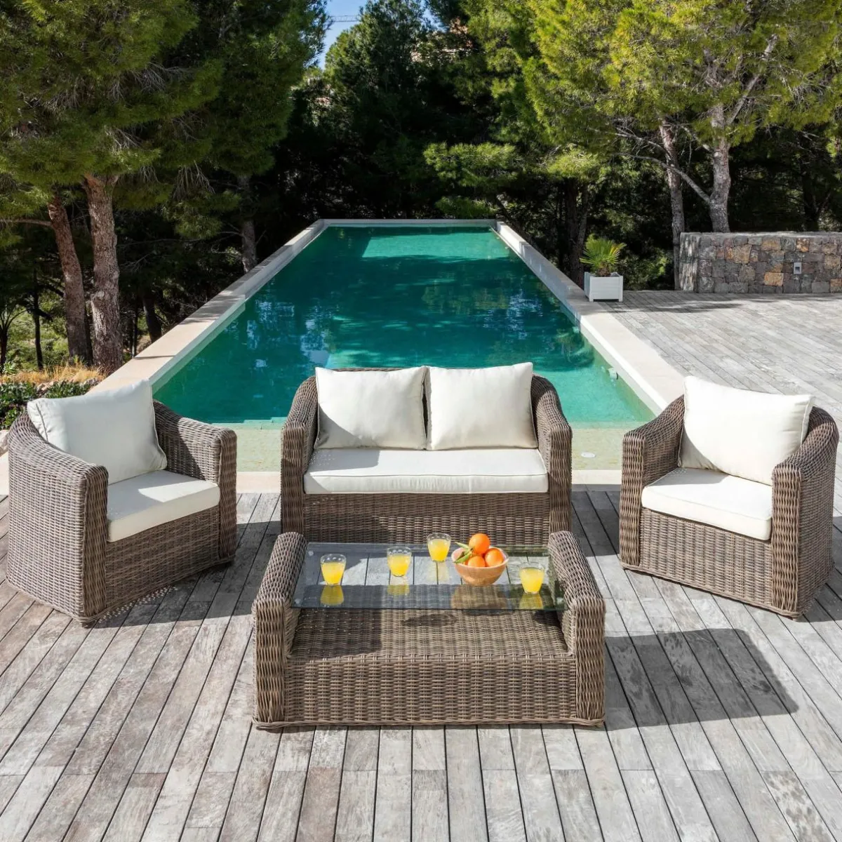 MOBELLIA Housses de coussin de remplacement pour salon de jardin Calvi 4 places - Beige Clearance