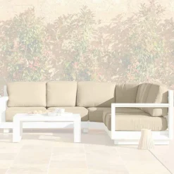 MOBELLIA Housses de coussin de remplacement pour salon de jardin d'angle Elba Beige
