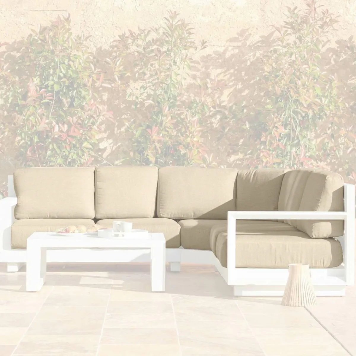 MOBELLIA Housses de coussin de remplacement pour salon de jardin d'angle Elba Beige