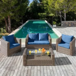 MOBELLIA Housses de coussin de remplacement pour salon de jardin Calvi 4 places - Bleu Best