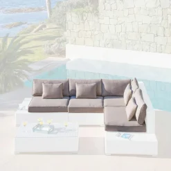 MOBELLIA Housses de coussin de remplacement pour salon de jardin 5 places Palma Taupe