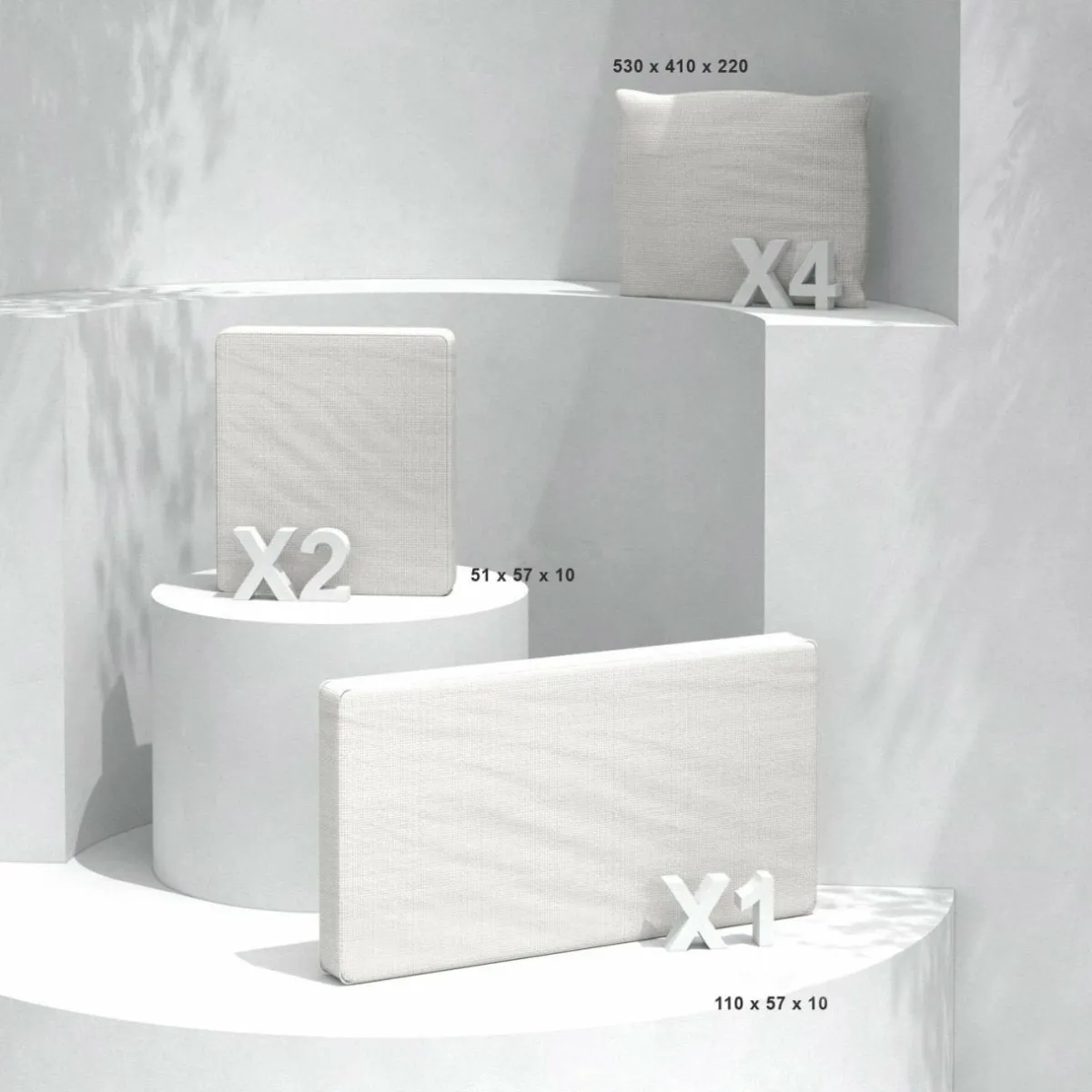 MOBELLIA Housses de coussin de remplacement pour salon de jardin Calvi 4 places - Blanc Best