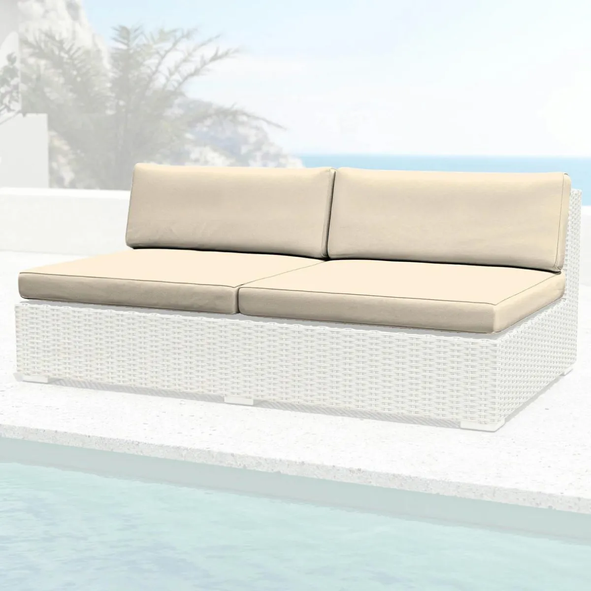 MOBELLIA Housses de coussin de remplacement pour Chauffeuse 2 places Palma Beige