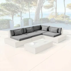 MOBELLIA Housses de coussin de remplacement pour salon de jardin 5 places Palma Gris anthracite Gris foncé Sale