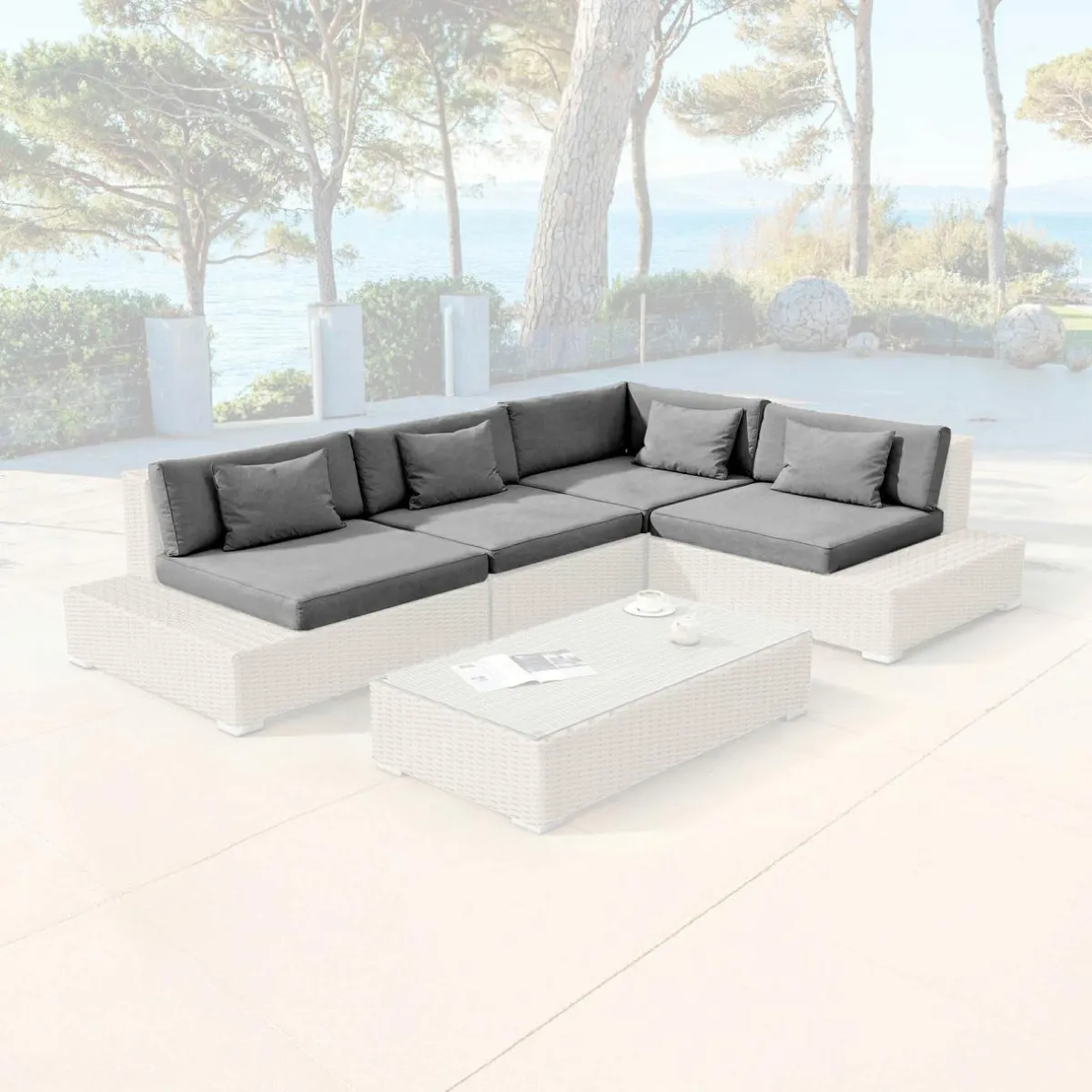 MOBELLIA Housses de coussin de remplacement pour salon de jardin 5 places Palma Gris anthracite Gris foncé Sale