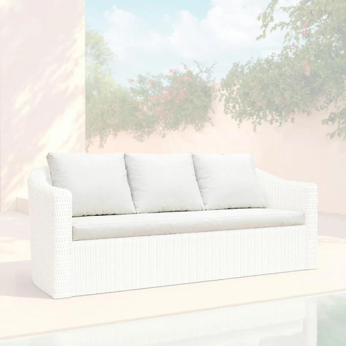 MOBELLIA Housses de coussin de remplacement pour Canapé 3 places Calvi Blanc Sale