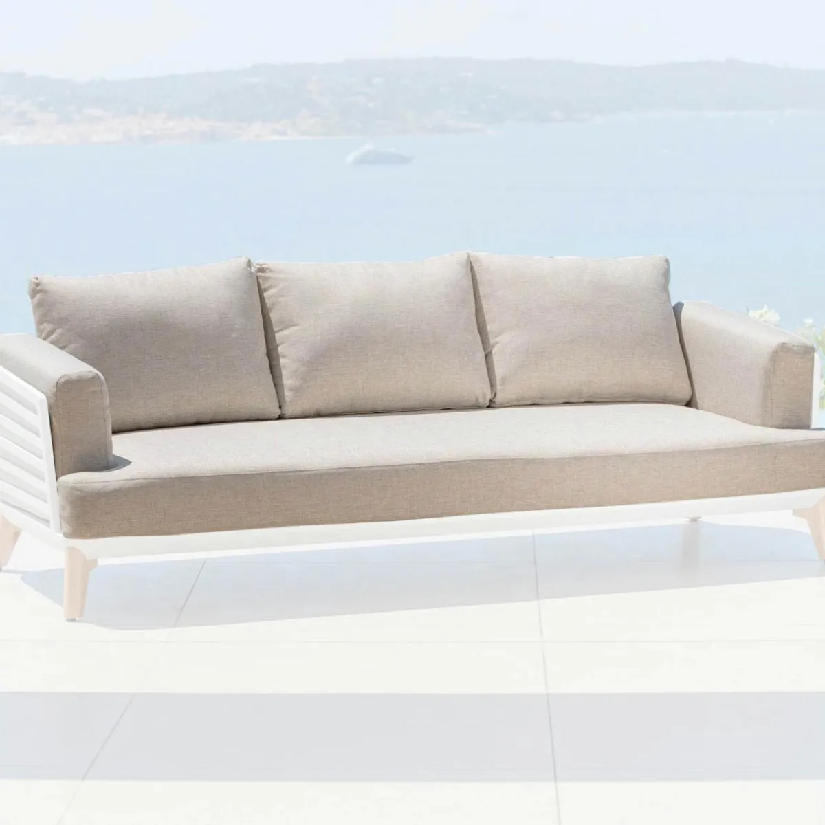 MOBELLIA Housses de coussin de remplacement pour Canapé 3 places Monte Carlo Taupe Best