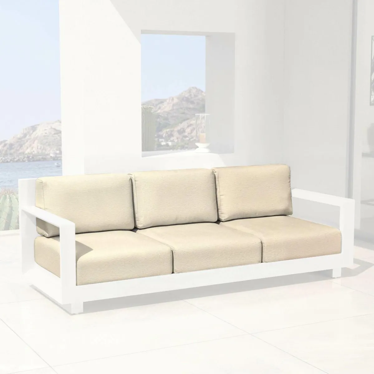 MOBELLIA Housses de coussin de remplacement pour Canapé 3 places Elba Beige New