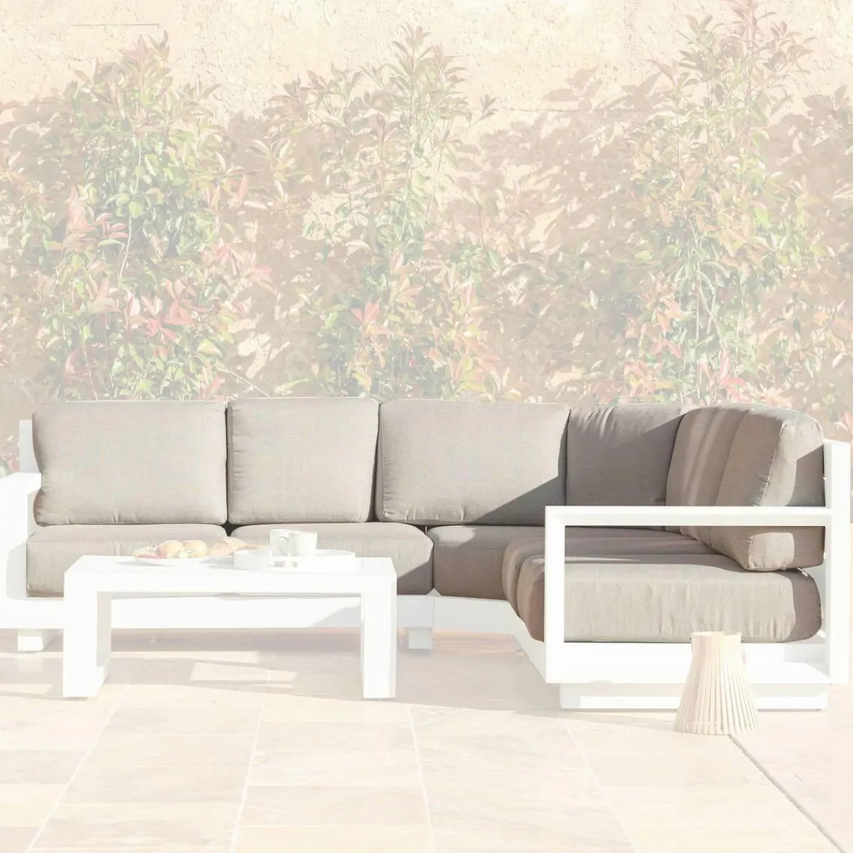 MOBELLIA Housses de coussin de remplacement pour salon de jardin d'angle Elba Taupe New