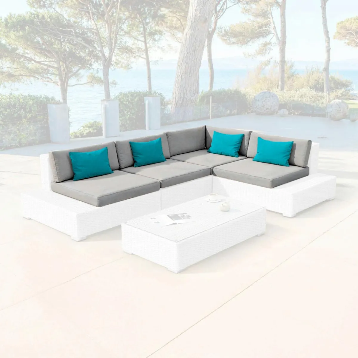 MOBELLIA Housses de coussin de remplacement pour salon de jardin 5 places Palma Gris Best
