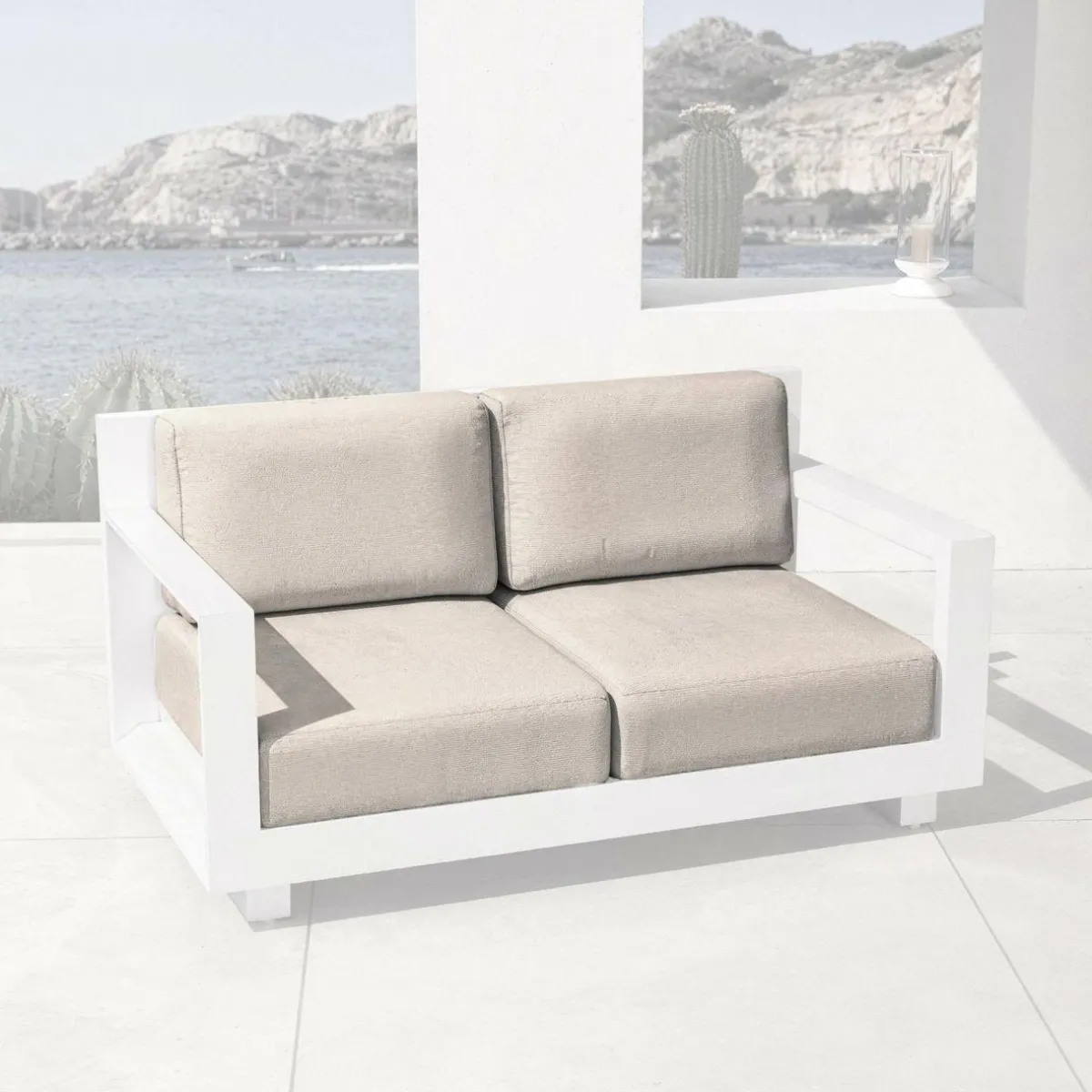 MOBELLIA Housses de coussin de remplacement pour Canapé 2 places Elba Taupe Best