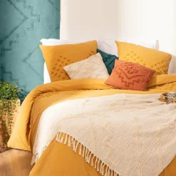 ATMOSPHERA Jeté de canapé coton (130 x 180 cm) Inca Ivoire Best