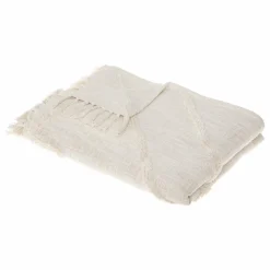 ATMOSPHERA Jeté de canapé coton (130 x 180 cm) Inca Ivoire Best