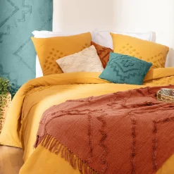 ATMOSPHERA Jeté de canapé coton (130 x 180 cm) Inca Terracotta Hot