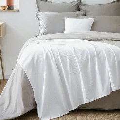 EMINZA Jeté de lit coton tissé (130 x 160 cm) Léa Blanc Clearance