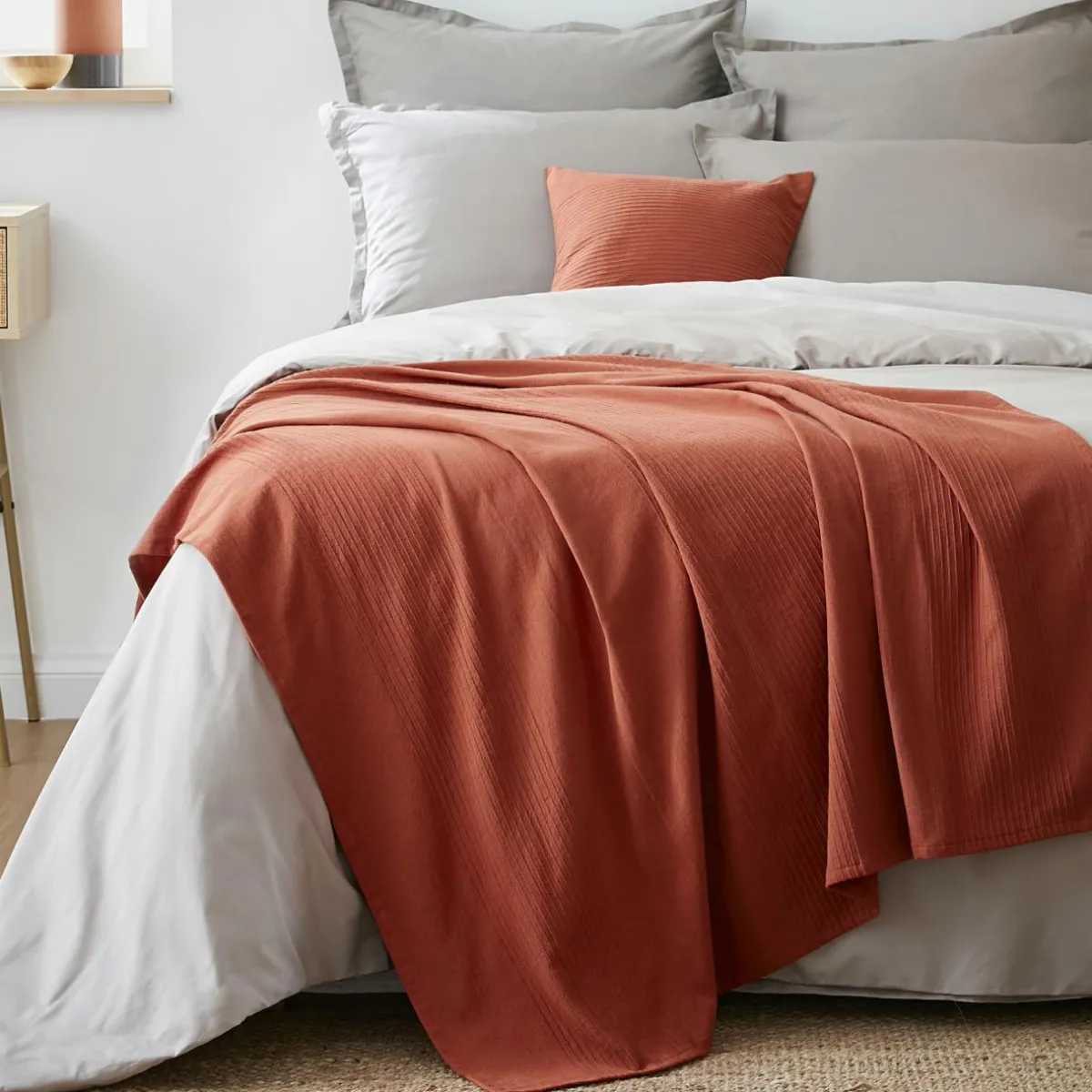 EMINZA Jeté de lit coton tissé (130 x 160 cm) Léa Terracotta Clearance