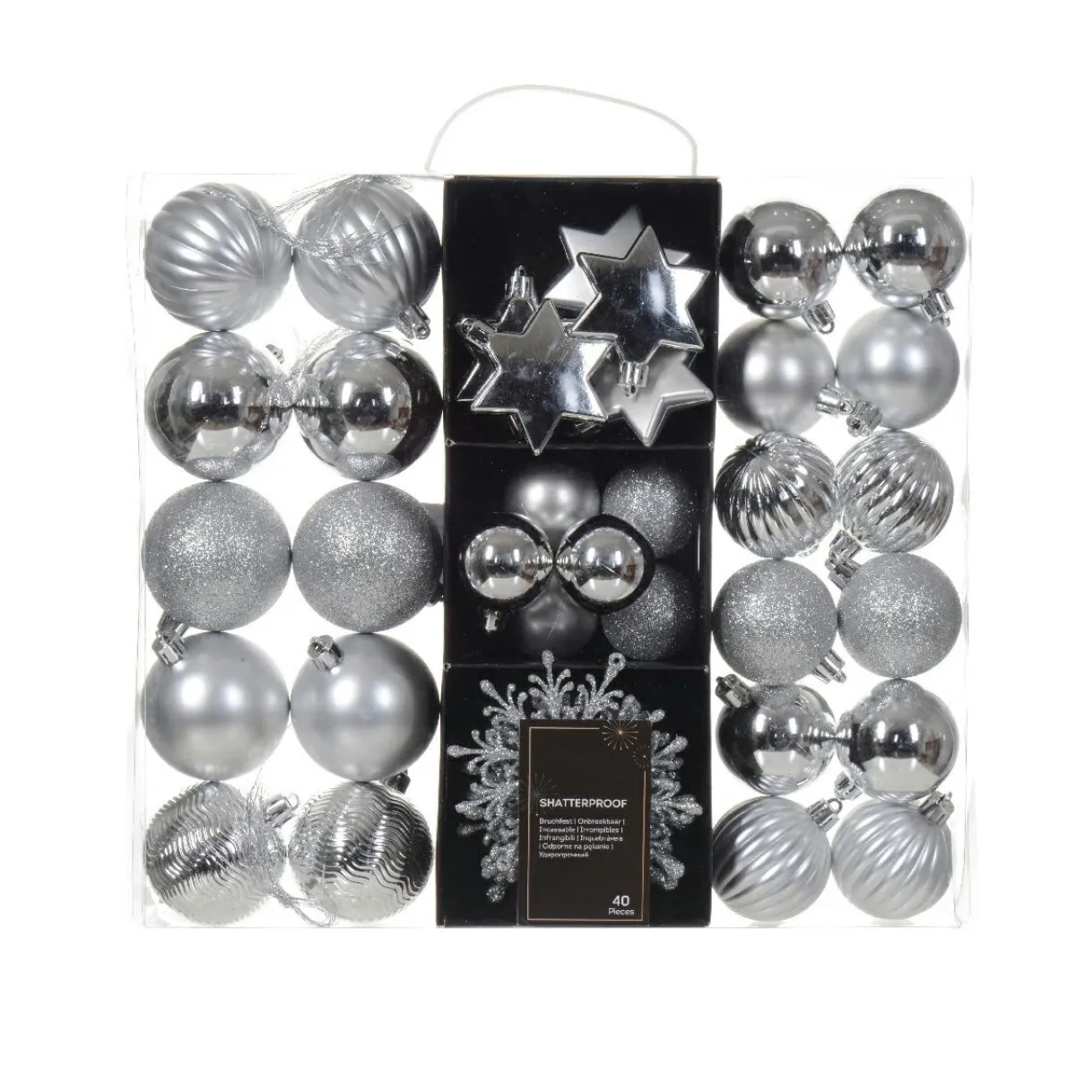 KAEMINGK Kit de décoration de Sapin de Noël (40 pcs) Cristal Argent Hot