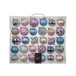 KAEMINGK Kit de décoration de sapin de Noël Agéna , argent et rose Bleu glacé Outlet