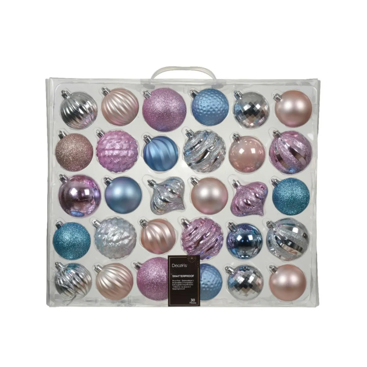 KAEMINGK Kit de décoration de sapin de Noël Agéna , argent et rose Bleu glacé Outlet