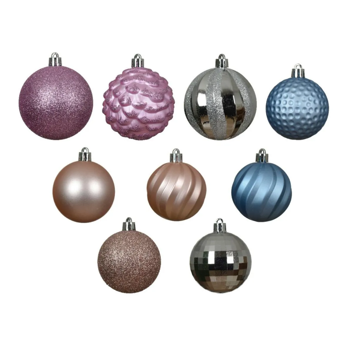 KAEMINGK Kit de décoration de sapin de Noël Agéna , argent et rose Bleu glacé Outlet
