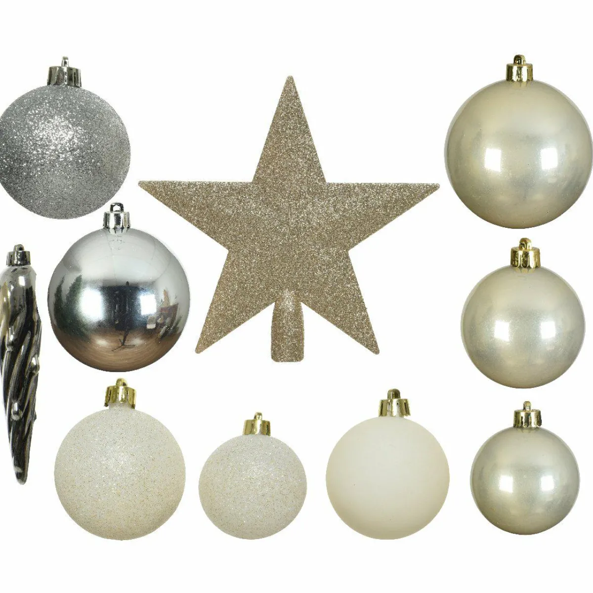 KAEMINGK Kit de décoration de sapin de Noël Novae multi Argent / / Or / Perle Blanc laine