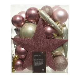 KAEMINGK Kit de décoration de sapin de Noël Novae multi Rose poudré/Perle/ Vieux rose Hot